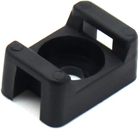 Black 9mm Cable Tie Mount Base Saddle Type Holder, Large Size 0.75 inch, Pack of 100, Screw Wire Bundle Holder
