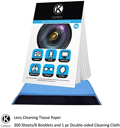 Lens Cleaning Paper Tissue - 6X Booklets/300 Sheets + Double Sided Cleaning Cloth for Camera Lenses & Electronic Screens
