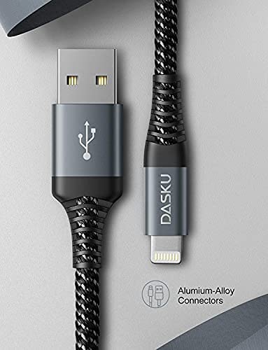 Lightning Cable 6 FT 3Pack, 6 Foot Certified iPhone Charger Braided Black USB Charging Cord for iPhone 14/13/12/11
