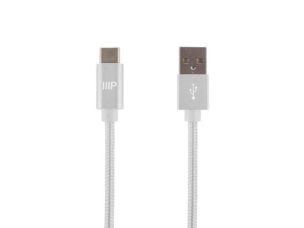 Monoprice Palette Series USB 2.0 Type-C to Type-A Charge and Sync Cable - 10 Feet - White, Up to 3A/60W