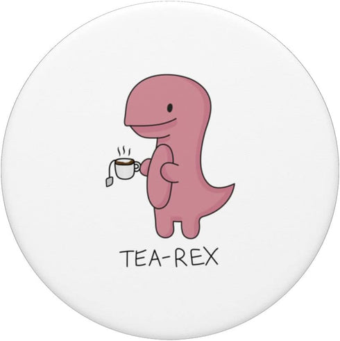 Tea Rex Dinosaur Cartoon Lover Funny Cute Dino PopSockets Swappable PopGrip Design