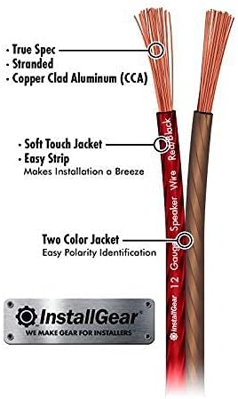 InstallGear 12 Gauge Wire AWG Speaker Wire, 100ft - Red/Black, Speaker Cable for Car Speakers Stereos, Home Theater