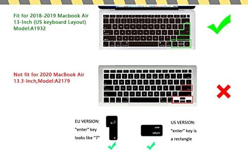 HRH Shortcut Hotkey Silicone Keyboard Cover Skin for MacBook Air 13 Inch 2018 Release A1932 with Retina Display and