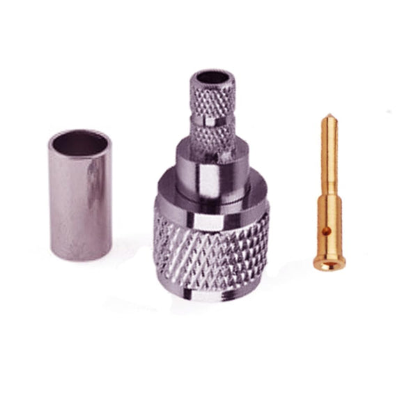Mini-UHF Male Crimp Plug for 50 Ohm RG58 lmr195 Cable, 5 Pack