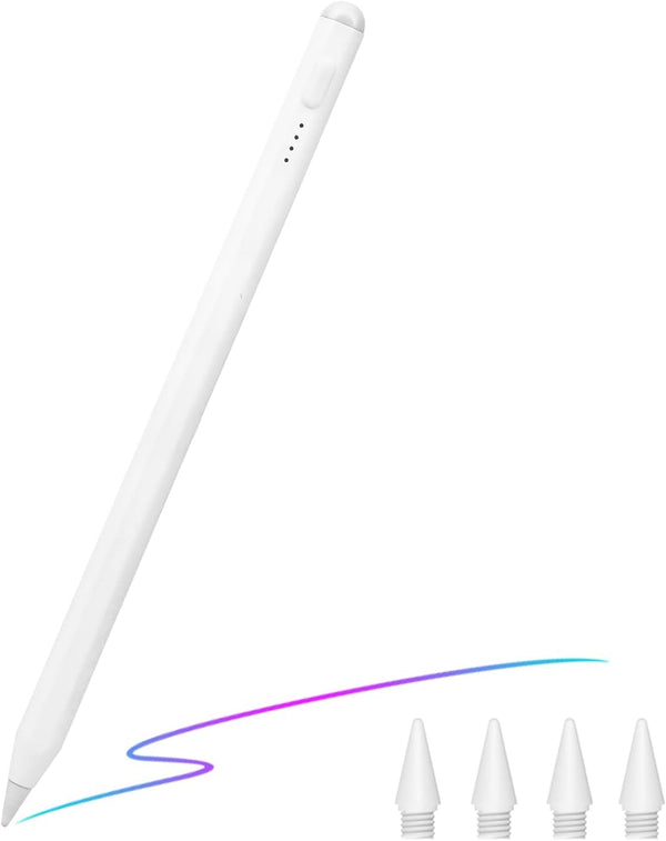 Stylus Pen for iPad with Tilt-Pressure Sensitivity, Multi-Point Anti-False-Touch Function, Fast Charging (White)