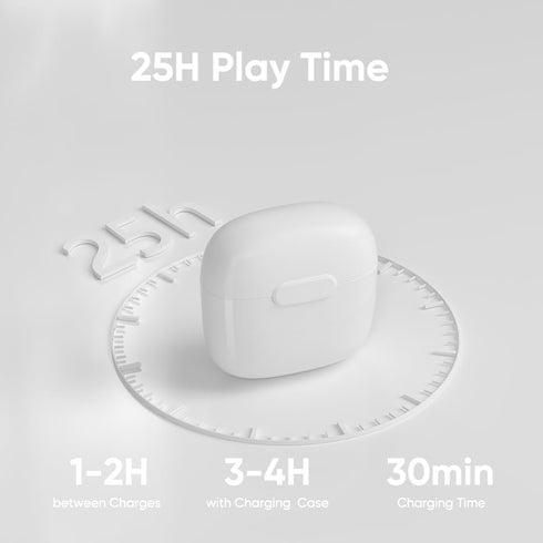 Wireless Bluetooth Earbuds, Ear Phones with 25Hrs Playtime, USB C TWS Built-in Noise Cancellation Microphone and
