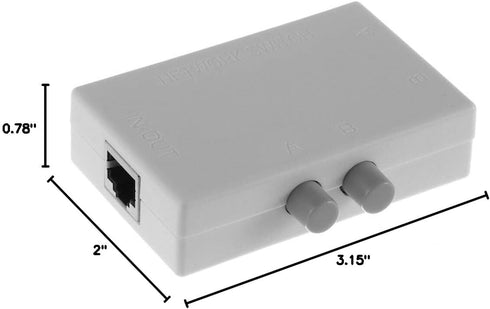 2 Ports 1x2 or 2x1 RJ45 Network Ethernet Port Switcher, Manual Sharing Switch Box Splitter Plug and Play