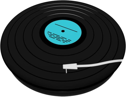 Retro Vinyl Cyan Blue Record Player LP Art Music Design PopSockets Standard PopGrip