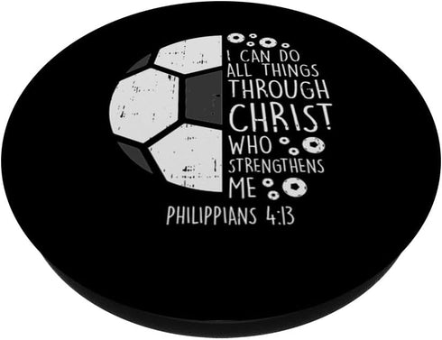 Soccer Footbal i can do things Bible God Jesus Gift PopSockets Standard PopGrip