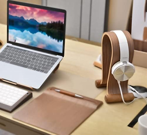 SAMDI Wood Headphone Stand Omega Compatible for Sony, Bose, Shure, Jabra, JBL, AKG Gaming Headphones (Walnut)