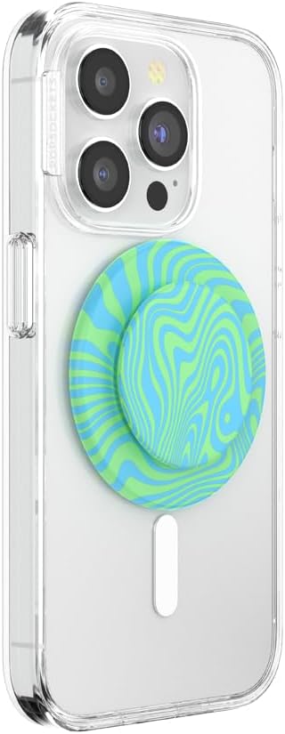 PopSockets Round Phone Grip Compatible with MagSafe, Adapter Ring Included, Wireless Charging Compatible - Swirl Oasis