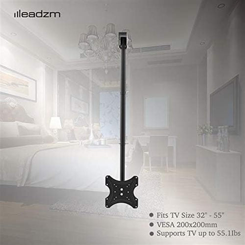 Generic Mount,360 (-15/+5), 32-55 Inch 75x75 200x200mm, Commercial Ceiling TV Swivel & Tilt Height Adjustable
