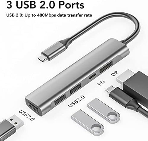Sanpyl 4K 60Hz 60w 3 USB2.0 USB C Docking Station, USB C Hub USB C to DisplayPort Adapter, PD Charging Port, x USB C