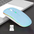 Wireless Bluetooth Mouse, LED Dual Mode Rechargeable Slim Laptop Mouse (BT5.2+USB Receiver), Portable for Laptop,
