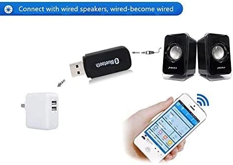 ECOMGEAR USB Bluetooth Audio Music Receiver Adapter for PC Speaker Phones with 3.5mm Stereo + ABEL Cable Tie