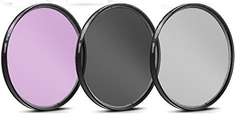 55mm and 58mm Multi-Coated 3 Piece Filter Kit - UV-CPL-FLD for Nikon D3500, D5600, D3400 DSLR Cameras