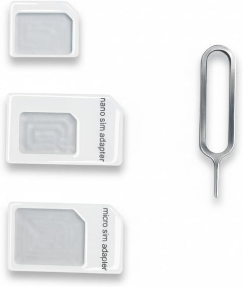 Granvela 4-in-1 1 Pack,White SIM Card Adapter, SIM Converter Kit Nano/Micro/Standard with Tray Eject Pin