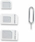 Granvela 4-in-1 1 Pack,White SIM Card Adapter, SIM Converter Kit Nano/Micro/Standard with Tray Eject Pin