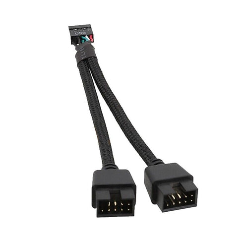 Motherboard 9pin USB2.0 to Dual 9pin Extension Cable, 9pin to 2 * 9pin Splitter Cable Cord, Motherboard USB 9Pin Header Cable, Black