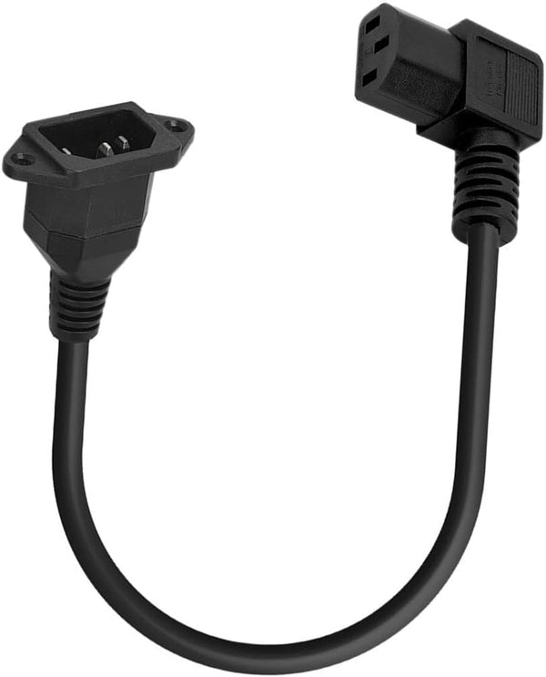 C14 to C13 Panel Mount Power Cable, 90 Degree Right IEC 320 C13 Female to C14 Male PDU Power Supply Extension Cord, 0.4m