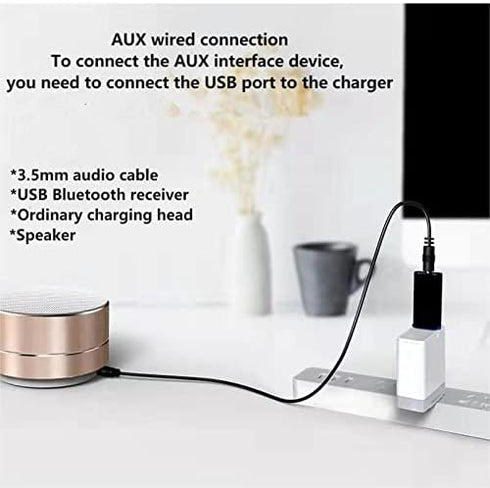 QIANRENON Car Bluetooth 5.0 Receiver, USB/AUX Dual Interface Wireless Receiver for Music Streaming and Hands-Free