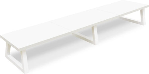 TEAMIX 42 inch White Monitor Riser for 2 Monitors, Wood Desktop Dual Stand with Metal Legs, Computer Shelf, White