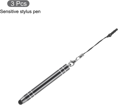 MECCANIXITY 3pcs Metal Touch Screen Pen, Metallic Stylus Pen Retractable Aluminum Alloy Mini Capacitive Pens Universal,