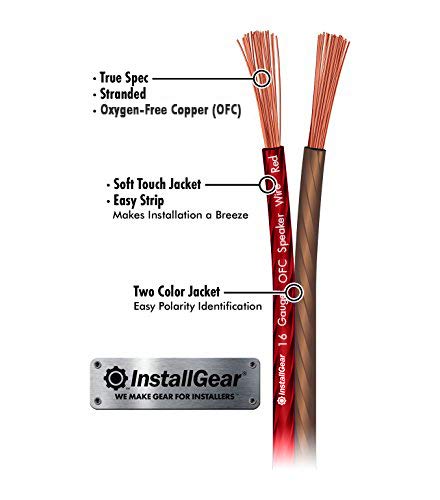 InstallGear 16 Gauge Speaker Wire (100ft - Red/Brown) for Car Speakers, Home Theater, Surround Sound