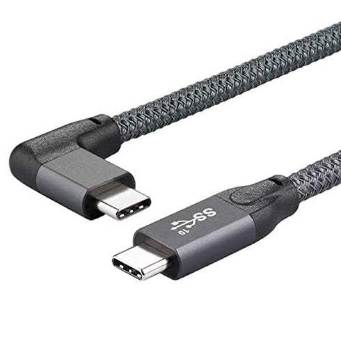 cablecc 10Gbps USB-C USB 3.1 Type C Gen2 Male Data Video Cable, 90 Degree Angled, 50cm with E-Marker