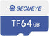 SECUEYE 64GB TF Memory Card, Class 10 FAT32, High Speed Reading/Writing, 24/7 Recording for Security Camera, Dash Cam
