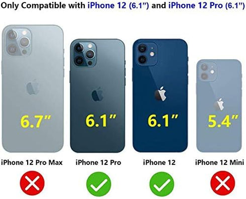 Wallet Case for iPhone 12 Pro/12, Slim Protective Case with Card Holder, Premium PU Leather with Screen Protector