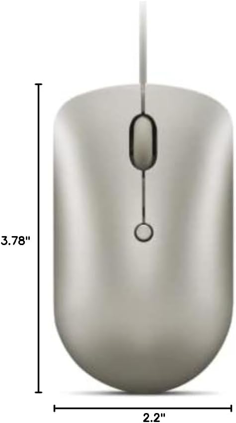 Lenovo 540 USB-C Wired Computer Mouse for PC, Laptop, Ambidextrous Design, Compact Size - Sand