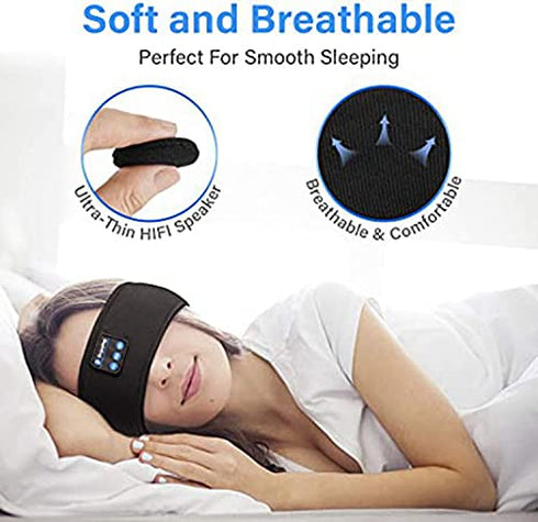 Wireless Bluetooth Sports Headband Headphones, Ultra-Thin HD Stereo for Sleeping, Workout, Meditation, Black