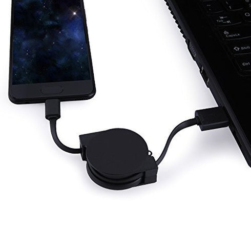 Retractable USB Type C Charger Cable for Samsung Note 8, Galaxy S22, S9, Google Pixel 6, LG G7, and more.