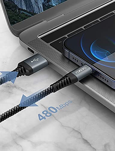 Lightning Cable 6 FT 3Pack, 6 Foot Certified iPhone Charger Braided Black USB Charging Cord for iPhone 14/13/12/11
