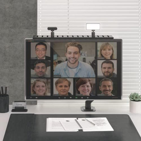 MDS12-2 Mount Plus All-In-One VESA Compatible Monitor Shelf for Device Organizer | Perfect for Online Meetings and Live