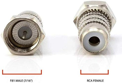 Accessonico F Type Male Plug to RCA Female Jack - RF Video TV Cable Adapter (4 Pack)