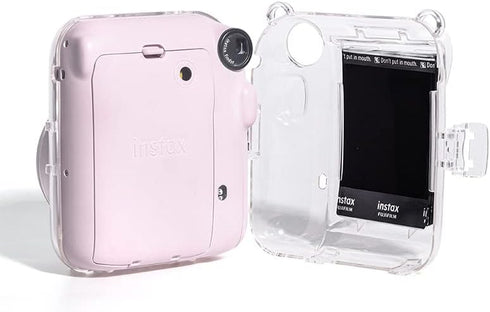 Case for Fujifilm Instax Mini 12, Clear Hard PVC Protective Cover with Adjustable Shoulder Strap