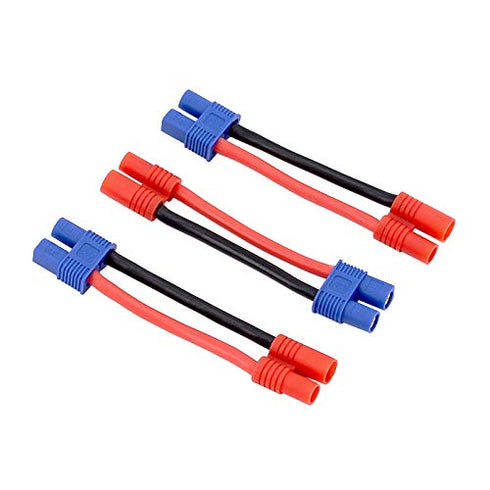 3pcs Male 3.5MM Bullets to Female EC3 Connector Adapter Cable with 5cm 14awg Wire for Super Tigre (BDHI-60)