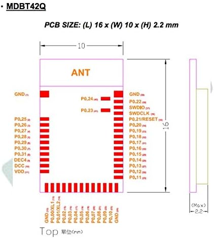 MDBT42Q-192KL Nordic nRF52811 Module Chip Antenna, Bluetooth Zigbee Thread ANT+ BT5.2 BT5.0 FCC IC CE Telec KC