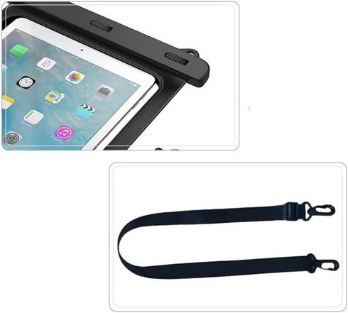 10 in Black Tablet Waterproof Pouch Dry Bags Case for iPad (2021) 10.2, iPad Air 10.5, iPad Pro 11, Samsung Galaxy Tab