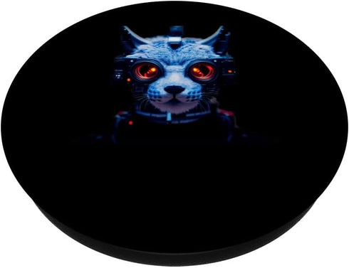 Portrait Of Cyber Punk Canadian Lynx Mixed With Robotics PopSockets Standard PopGrip