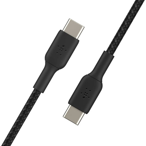 Belkin BoostCharge Braided USB-C to USB-C Cable (1M/3.3ft) for iPhone 15, iPhone 15 Pro, iPhone 15 Pro Max, iPhone 15 Plus, Galaxy S23, S22, Note10, Note9, Pixel 7, Pixel 6, iPad Pro, & More - Black