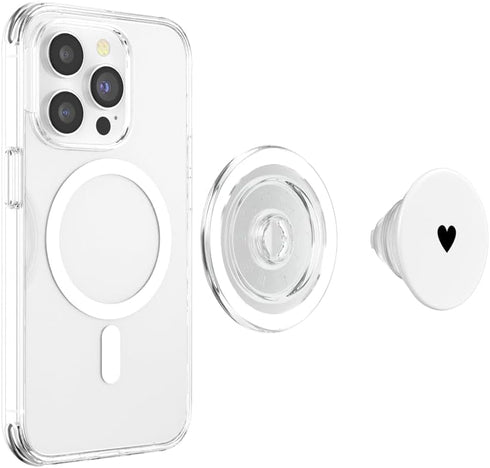PopSockets Phone Grip Heart PopSocket - B&W Heart PopGrip for MagSafe