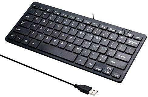 Mini 78 Keys Wired Keyboard with Cover, Computer Keypad for Laptop MAC Windows 10/8/7/Vista/XP (Black)