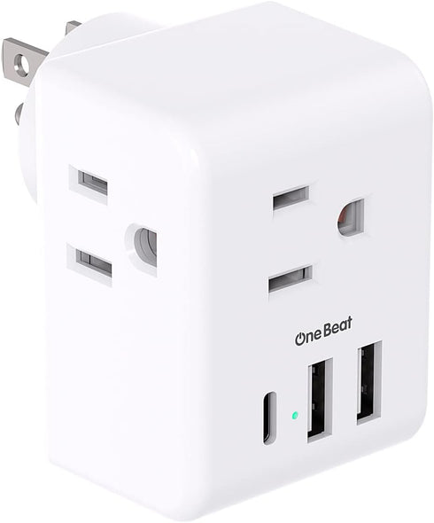 Multi Plug Outlet Extender, Non Surge Protector Electric Outlet Splitter with 3 USB Wall Charger (1 USB C) for