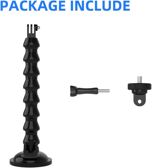 SUREWO Flexible Gooseneck Suction Cup Camera Car Mount, Compatible with Gopro Hero 12 Black, Hero 11, 10, 9, 8, 7, 6, 5