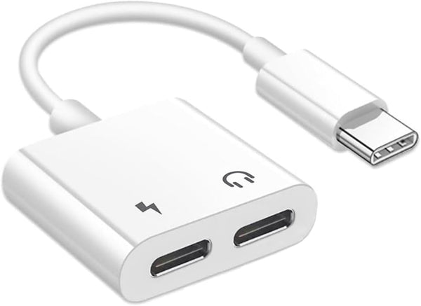 USB C Adapter for Headphones 2-in-1, USB C to Dual Headphone and Charger Adapter Splitter for MacBook Pro.