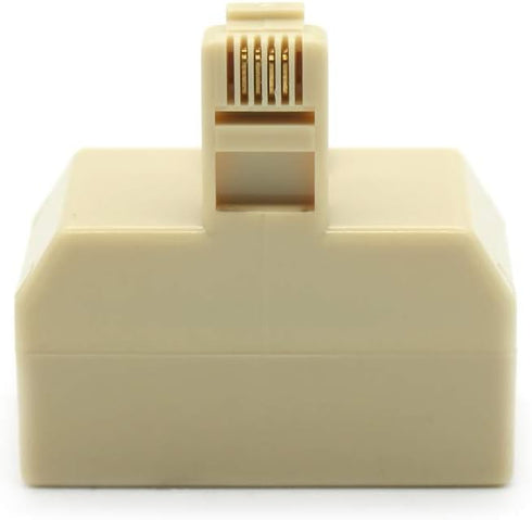 Modular Telephone Splitter Adapter RJ11 6P4C, 3-Way Line Socket Triplex Divider Connector, Beige (Pack of 2)