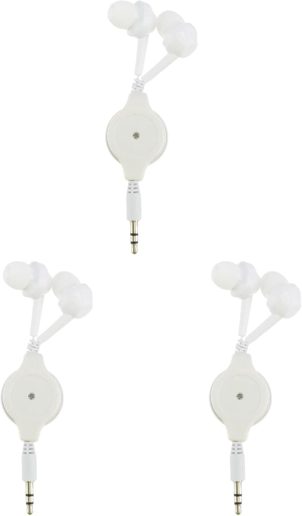 Hemobllo Retractable Earphones, 3 Pcs Wired in Ear Headphones 3.5mm Jack Stereo Wired Earbuds for Phones
